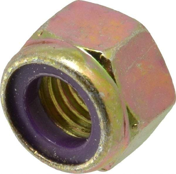 Value Collection - 9/16-12 UNC Grade 8 Hex Lock Nut with Nylon Insert - 7/8" Width Across Flats, 41/64" High, Zinc Yellow Dichromate Finish - Exact Tool & Supply