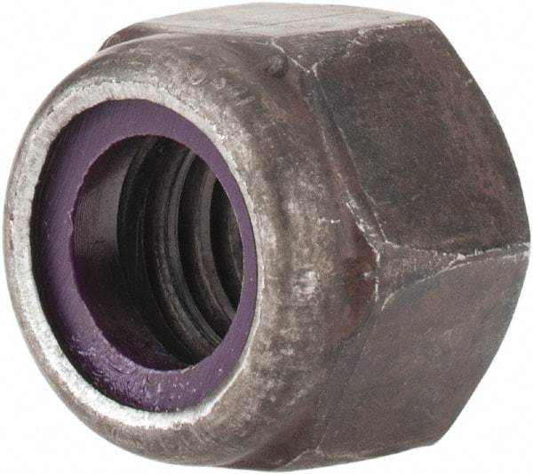 Value Collection - 3/8-16 UNC Grade 8 Hex Lock Nut with Nylon Insert - 9/16" Width Across Flats, 29/64" High, Uncoated - Exact Tool & Supply
