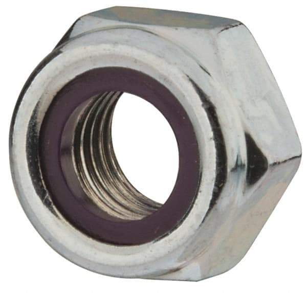 Value Collection - M10x1.25 Metric Fine Grade 8 Hex Lock Nut with Nylon Insert - 10mm High, Zinc-Plated Finish - Exact Tool & Supply