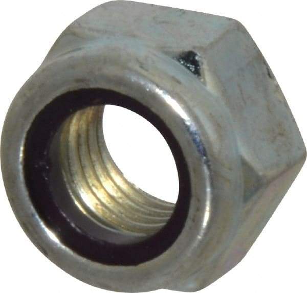 Value Collection - M12x1.50 Metric Fine Grade 8 Hex Lock Nut with Nylon Insert - 12mm High, Zinc-Plated Finish - Exact Tool & Supply