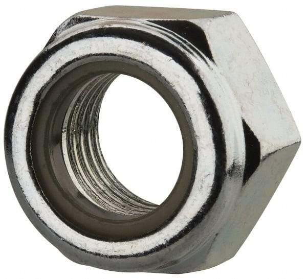 Value Collection - M14x1.50 Metric Fine Grade 8 Hex Lock Nut with Nylon Insert - 14mm High, Zinc-Plated Finish - Exact Tool & Supply