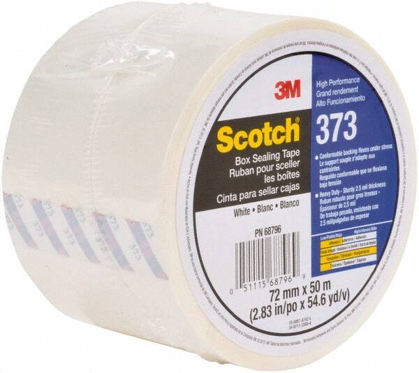 3M - 72mm x 50m White Sealing Tape - 2.5 mil Thick, 30 Lb Tensile Strength, Series 373 - Exact Tool & Supply