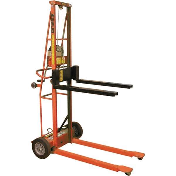 Wesco Industrial Products - 750 Lb Capacity, 62" Lift Height, Adjustable Forks Option for Triple Truck Manually Operated Lift - Exact Tool & Supply