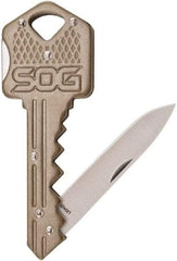 SOG Specialty Knives - 1-1/2" Blade, Straight Drop Point Folding Knife - 2-1/2" Closed Length, Stainless Steel - Exact Tool & Supply