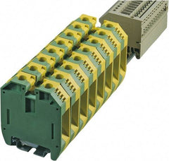 Cooper Bussmann - 1,000 Volt (IEC), 600 Volt (UL), 125 Amp, DIN Rail Mount, Grounding Terminal Block - Zinc Plated Steel, 12 to 2 AWG Compatibility, 2.4 Inch High x 56mm Deep - Exact Tool & Supply