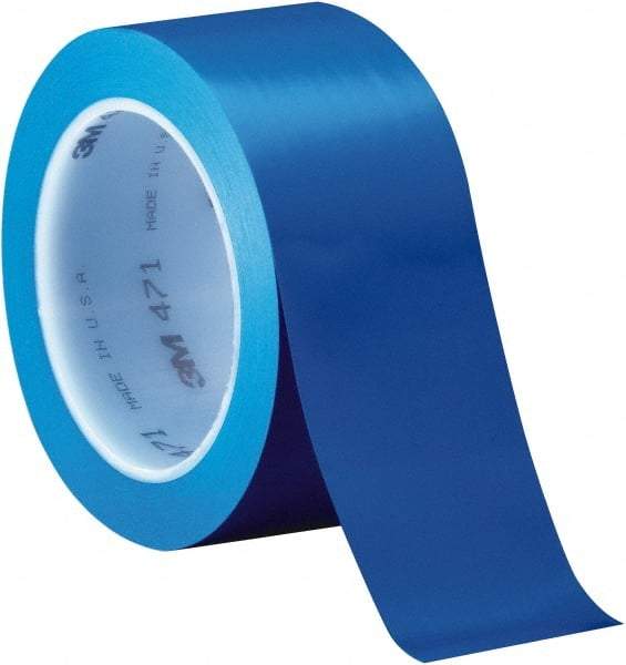 3M - Blue Solid Color Vinyl Tape - 1/4" Wide x 108' Long x 5.2 mil Thick, General Traffic - Exact Tool & Supply