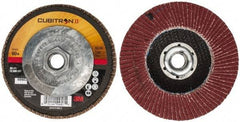 3M - 60 Grit, 4-1/2" Disc Diam, 5/8-11 Center Hole, Type 27 Ceramic Flap Disc - 13,300 Max RPM, Cloth Backing, Arbor Attaching System, Coated - Exact Tool & Supply