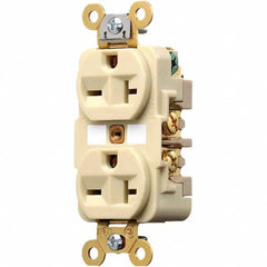 Hubbell Wiring Device-Kellems - 250V 20A NEMA 6-20R Industrial Grade Ivory Straight Blade Duplex Receptacle - Exact Tool & Supply