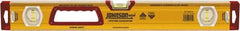 Johnson Level & Tool - 24" Long 3 Vial Box Beam Level - Aluminum, Yellow, 2 Plumb & 1 Level Vials - Exact Tool & Supply