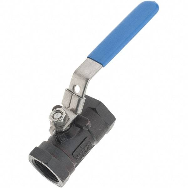 Value Collection - 1" Pipe, Carbon Steel Standard Ball Valve - 1 Piece, NPT Ends, Lever Handle, 2,000 WSP - Exact Tool & Supply