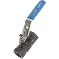Value Collection - 1/2" Pipe, Carbon Steel Standard Ball Valve - 1 Piece, NPT Ends, Lever Handle, 2,000 WSP - Exact Tool & Supply
