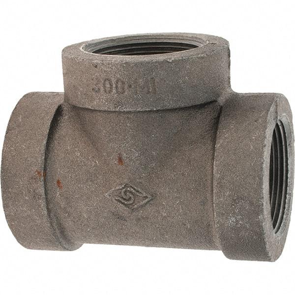 Value Collection - Size 1-1/2", Class 300, Malleable Iron Black Pipe Tee - 300 psi, Threaded End Connection - Exact Tool & Supply