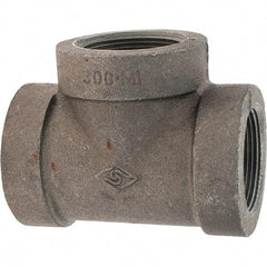 Value Collection - Size 1-1/2", Class 300, Malleable Iron Black Pipe Tee - 300 psi, Threaded End Connection - Exact Tool & Supply