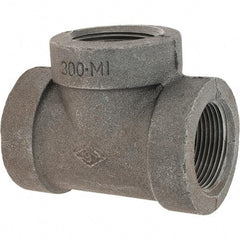 Value Collection - Size 1-1/4", Class 300, Malleable Iron Black Pipe Tee - 300 psi, Threaded End Connection - Exact Tool & Supply