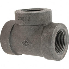 Value Collection - Size 1", Class 300, Malleable Iron Black Pipe Tee - 300 psi, Threaded End Connection - Exact Tool & Supply