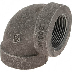 Value Collection - Size 1-1/4", Class 300, Malleable Iron Black Pipe 90° Elbow - 300 psi, Threaded End Connection - Exact Tool & Supply