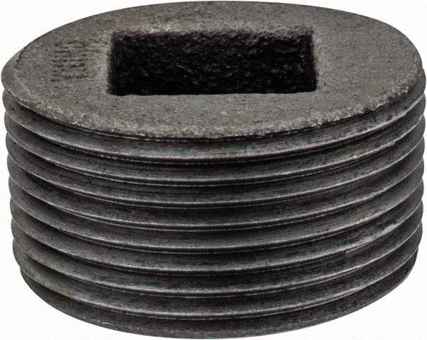 Value Collection - Class 150, 1-1/4" Black Pipe Countersunk Plug - Threaded, Malleable Iron - Exact Tool & Supply