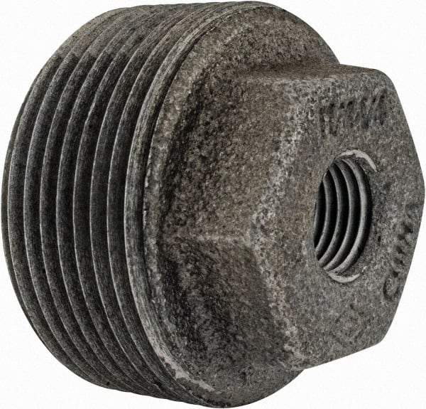 Value Collection - Class 150, 1-1/4 x 1/4" Black Pipe Hex Bushing - Threaded, Malleable Iron - Exact Tool & Supply