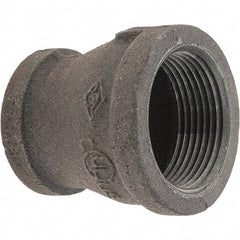 Value Collection - Size 1-1/4 x 1", Class 150, Malleable Iron Black Pipe Reducing Coupling - 150 psi, Threaded End Connection - Exact Tool & Supply