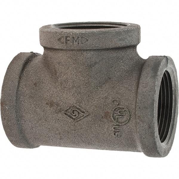 Value Collection - Size 1-1/4", Class 150, Malleable Iron Black Pipe Tee - 150 psi, Threaded End Connection - Exact Tool & Supply