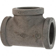 Value Collection - Size 1-1/4", Class 150, Malleable Iron Black Pipe Tee - 150 psi, Threaded End Connection - Exact Tool & Supply