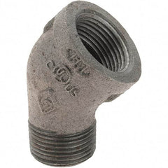 Value Collection - Size 3/4", Class 150, Malleable Iron Black Pipe 45° Street Elbow - 150 psi, Threaded End Connection - Exact Tool & Supply