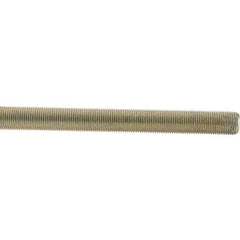 Value Collection - 5/8-18 UNF (Fine), 3' Long, Low Carbon Steel Threaded Rod - Yellow Zinc-Plated Finish - Exact Tool & Supply