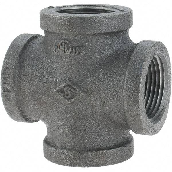 Value Collection - Size 1", Class 150, Malleable Iron Black Pipe Cross - 150 psi, Threaded End Connection - Exact Tool & Supply