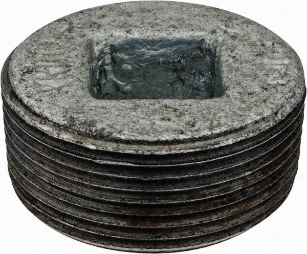Value Collection - Size 1-1/2", Class 150, Malleable Iron Galvanized Pipe Countersunk Plug - 150 psi, Threaded End Connection - Exact Tool & Supply