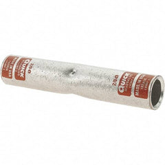 Made in USA - 2/0 AWG Compatible, Noninsulated, Crimp-On Butt Splice Terminal - 2 Wire Entries, Copper Contacts, Tin Contact Plating - Exact Tool & Supply