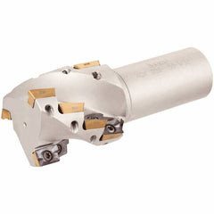 Iscar - 1-1/4" Cut Diam, 1" Max Depth of Cut, 1-1/4" Shank Diam, 4" OAL, Indexable Square Shoulder Helical End Mill - Weldon Shank, 90° Lead Angle, Series Helimill - Exact Tool & Supply