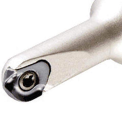 Iscar - 0.315" Cut Diam, 0.21" Max Depth of Cut, 1/2" Shank Diam, 3" OAL, Indexable Ball Nose End Mill - 1" Head Length, Straight Shank, CM D.31 Toolholder, CR-D8/.31 Insert - Exact Tool & Supply