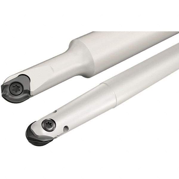 Iscar - 8mm Cut Diam, 5.5mm Max Depth of Cut, 12mm Shank Diam, 80mm OAL, Indexable Ball Nose End Mill - 25mm Head Length, Straight Shank, CM D08 Toolholder, CR-D8 Insert - Exact Tool & Supply