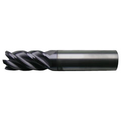 ‎3/8″ × 3/8″ × 1-1/8″ × 3″ RHS / RHC Solid Carbide 5-Flute High-Performance End Mill for Ferrous Materials - Bright - Exact Tool & Supply