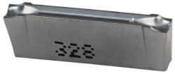 Iscar - DGR JS IC328 Grade, 0.122" Cutting Width, Carbide Cutoff Insert - 6° Right Hand Lead Angle, 0.0008" Cnr Rad, TiCN Coated, Double End - Exact Tool & Supply