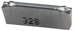 Iscar - DGR JS IC328 Grade, 0.122" Cutting Width, Carbide Cutoff Insert - 6° Right Hand Lead Angle, 0.0008" Cnr Rad, TiCN Coated, Double End - Exact Tool & Supply