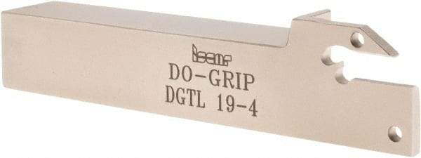 Iscar - External Thread, 1" Max Depth of Cut, 0.157" Min Groove Width, 4-1/2" OAL, Left Hand Indexable Grooving Cutoff Toolholder - 3/4" Shank Height x 3/4" Shank Width, DG.. Insert Style, DGT Toolholder Style, Series Do-Grip - Exact Tool & Supply