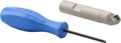 Iscar - 45° Lead Angle, 0.57" Max Cut Diam, 1/4" Min Cut Diam, 0.15" Max Depth of Cut, Indexable Chamfer and Angle End Mill - 2-3/4" Overall Length, Straight Shank - Exact Tool & Supply