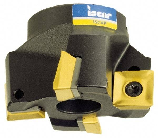 Iscar - 9 Inserts, 3" Cut Diam, 1" Arbor Diam, 0.38" Max Depth of Cut, Indexable Square-Shoulder Face Mill - 0/90° Lead Angle, 1-3/4" High, S/X/QPMT 1004... Insert Compatibility, Series F90SP - Exact Tool & Supply