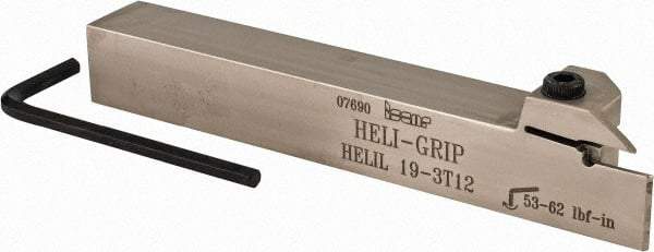 Iscar - HELI, External, Left Hand, 0.47" Max Depth of Cut, 0.118 to 1/8" Groove Width, Indexable Grooving Tool Holder - 3/4" Shank Height, 3/4" Shank Width, 5-1/2" OAL - Exact Tool & Supply