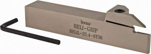 Iscar - HELI, External, Left Hand, 0.236 to 1/4" Groove Width, Indexable Grooving Tool Holder - DG.. 6303, GRIP 6.. Insert Compatibility, 1" Shank Height, 1" Shank Width, 6" OAL - Exact Tool & Supply