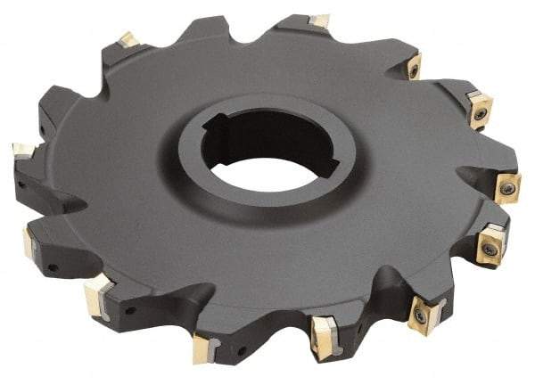 Iscar - Arbor Hole Connection, 3/4" Cutting Width, 1.81" Depth of Cut, 6" Cutter Diam, 1-1/2" Hole Diam, 12 Tooth Indexable Slotting Cutter - SDN Toolholder, QDMT 1205PDTN-HQ Insert - Exact Tool & Supply
