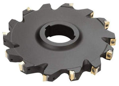 Iscar - Arbor Hole Connection, 0.62" Cutting Width, 1.81" Depth of Cut, 6" Cutter Diam, 1-1/2" Hole Diam, 14 Tooth Indexable Slotting Cutter - SDN Toolholder, QPMT PDTN Insert - Exact Tool & Supply