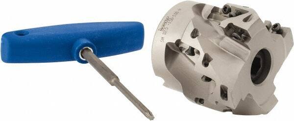 Iscar - 12 Inserts, 2-1/2" Cut Diam, 1" Arbor Diam, 1-1/2" Max Depth of Cut, Indexable Square-Shoulder Face Mill - 0/90° Lead Angle, 2.38" High, AD..1505.. & HM90 AD..1505.. Insert Compatibility, Series SM - Exact Tool & Supply