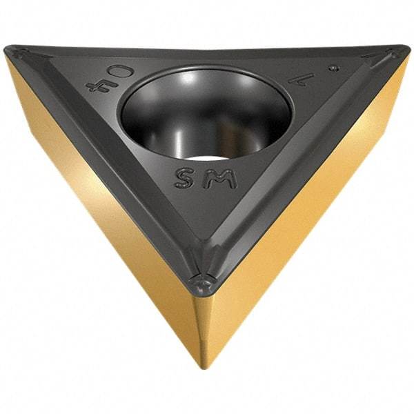 Iscar - TCMT3-1 SM Grade IC570 Carbide Turning Insert - TiCN/TiN Finish, 60° Triangle, 3/8" Inscr Circle, 5/32" Thick, 1/64" Corner Radius - Exact Tool & Supply