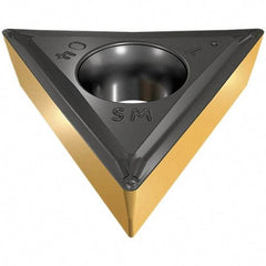 Iscar - TCMT3-1 SM Grade IC570 Carbide Turning Insert - TiCN/TiN Finish, 60° Triangle, 3/8" Inscr Circle, 5/32" Thick, 1/64" Corner Radius - Exact Tool & Supply