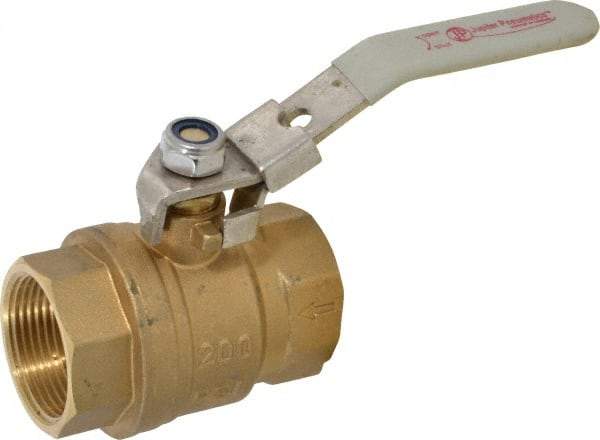 Value Collection - 1-1/4" Pipe, Full Port, Brass Full Port Ball Valve - Inline - One Way Flow, FNPTF x FNPTF Ends, Locking Lever Handle, 200 WOG, 150 WSP - Exact Tool & Supply