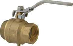 Value Collection - 1-1/2" Pipe, Full Port, Brass Full Port Ball Valve - Inline - One Way Flow, FNPT x FNPT Ends, Locking Lever Handle, 200 WOG, 150 WSP - Exact Tool & Supply