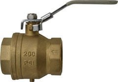 Value Collection - 2" Pipe, Full Port, Brass Full Port Ball Valve - Inline - One Way Flow, FNPT x FNPT Ends, Locking Lever Handle, 200 WOG, 150 WSP - Exact Tool & Supply