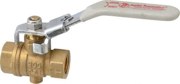 Value Collection - 1/4" Pipe, Full Port, Brass Full Port Ball Valve - Inline - One Way Flow, FNPT x FNPT Ends, Locking Lever Handle, 300 WOG, 150 WSP - Exact Tool & Supply